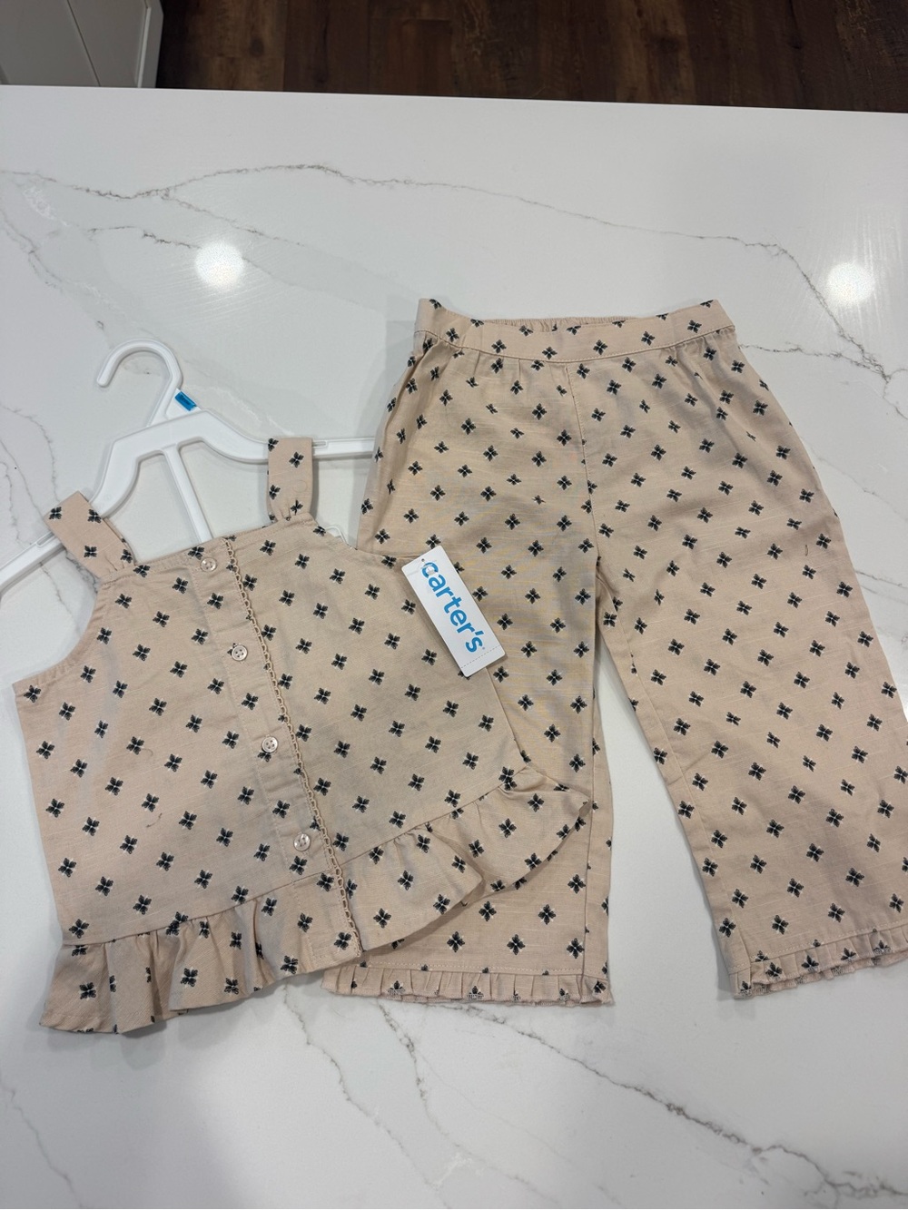 Carter's Beige Floral-Print Two-Piece Outfit
